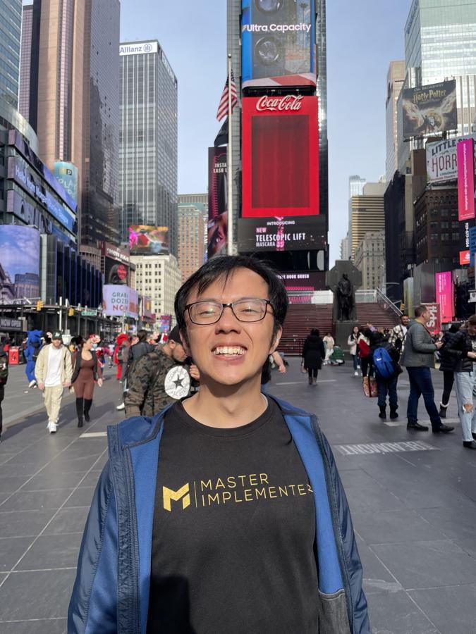 Marc in an MI tee at Times Square.