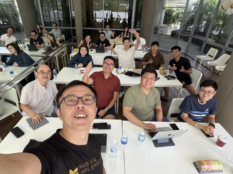 Marc's selfie in a training room.